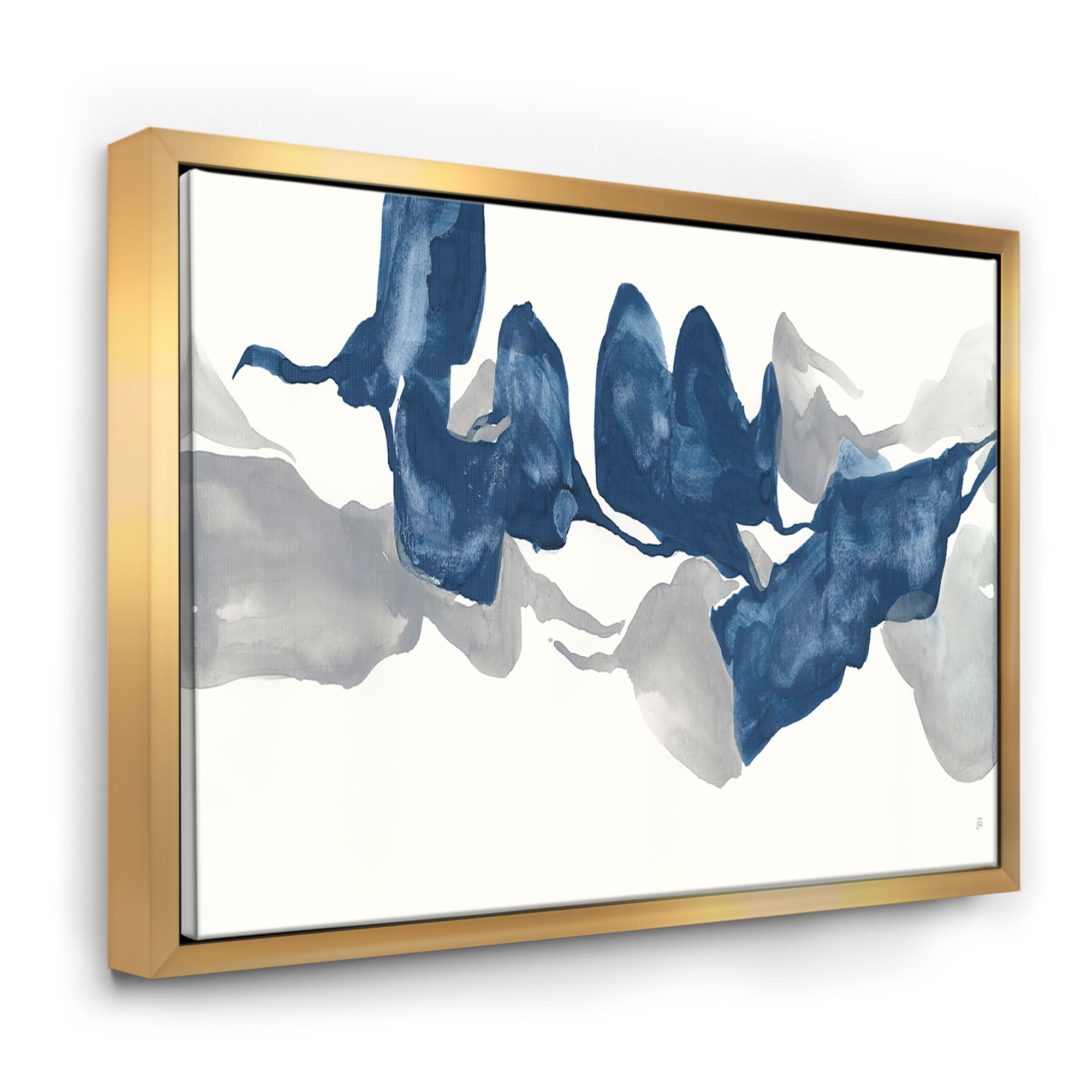 Designart ' Gouache Sapphire on Gray ' Modern & Contemporary Framed Canvas