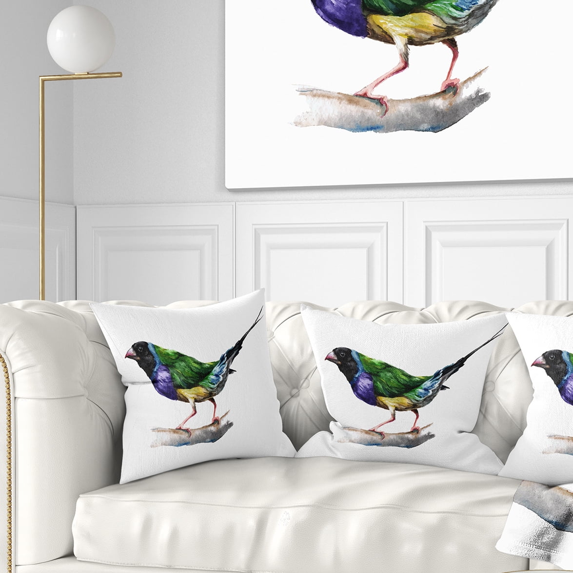 Designart Gould Finch - Animal Throw Pillow - 18x18