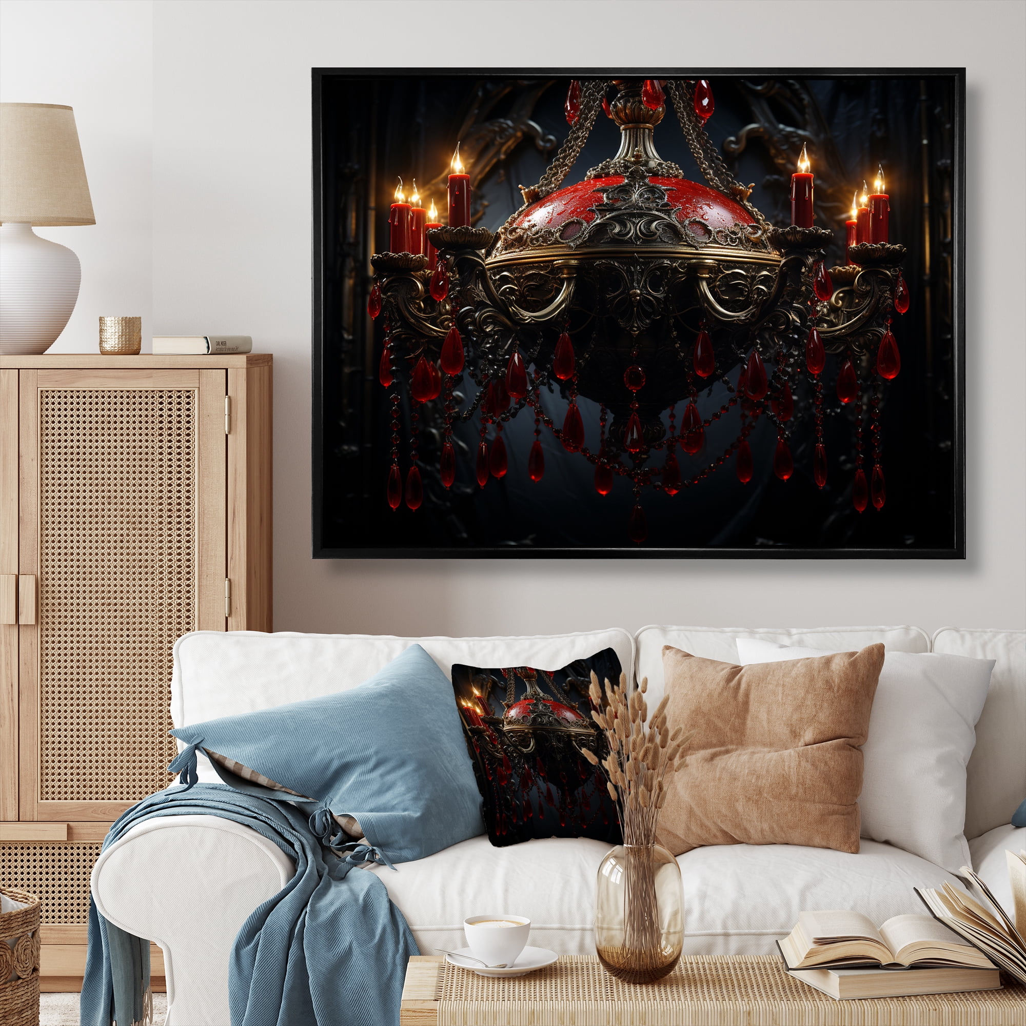 Red Recangular Gothic Frame Designart