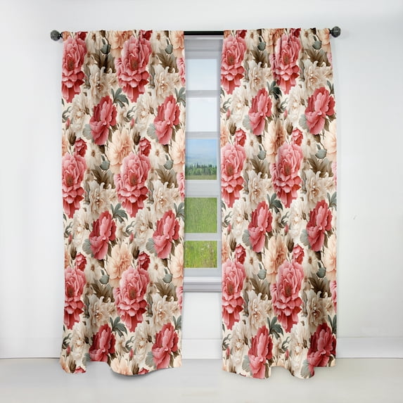 Designart "Graced With Vintage Roses VI" Floral Blackout Curtain Single Panel