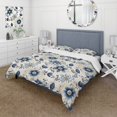 thumbnail image 1 of Designart "Graceful Antique Blue Florals" Floral Bedding Covert Set - Cottage Bed Set With 2 Shams, 1 of 5