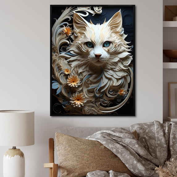 Designart "Graceful Balinese Feline" Animals Cat Floater Framed Canvas Prints