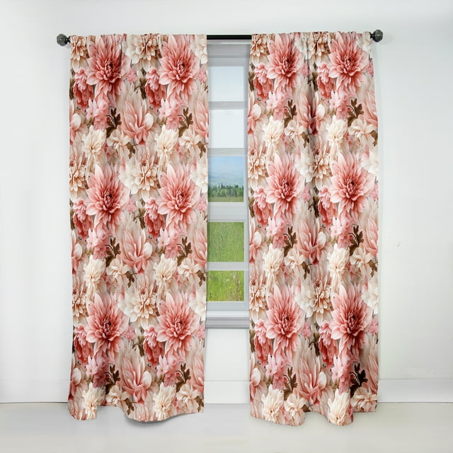Designart "Graceful Blossoming Of Pink And White Carnations" Floral Blackout Curtain Single Panel