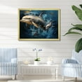Designart "Graceful Dance Blue Dolphins IV" Animals Framed Wall Art