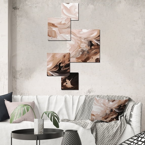 Designart "Graceful Dance with Water IV" Abstract Liquid Ink Metal Wall Art Prints Set