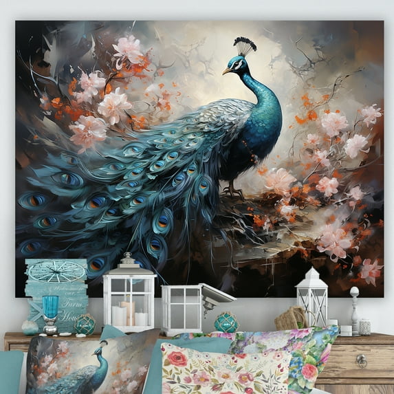 Designart "Graceful Elegance Displayed By A Peacock I" Animals Peacock Wall Decor