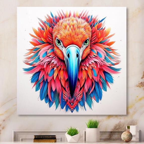 Designart "Graceful Flamingo in the Tropics II" Animals Metal Wall Art