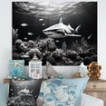 thumbnail image 1 of Designart "Graceful Glide Of Monochrome Sharks" Coastal Coral Under Water Canvas Art Print, 1 of 7