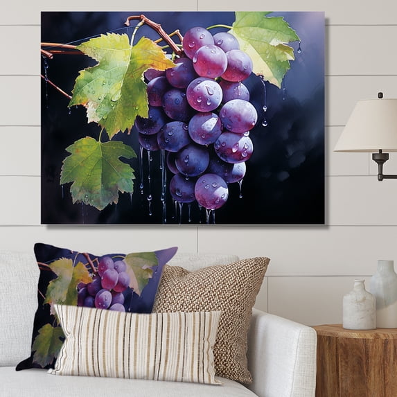 Designart "Graceful Grapevine" Wine Canvas Wall Art