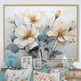thumbnail image 1 of Designart "Graceful Grey-White Tulip Elegance" Tulips Floater Framed Canvas Wall Art, 1 of 5