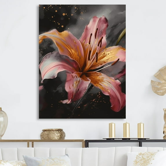 Designart "Graceful Lilies in Pink" Floral Lily Metal Wall Art Prints