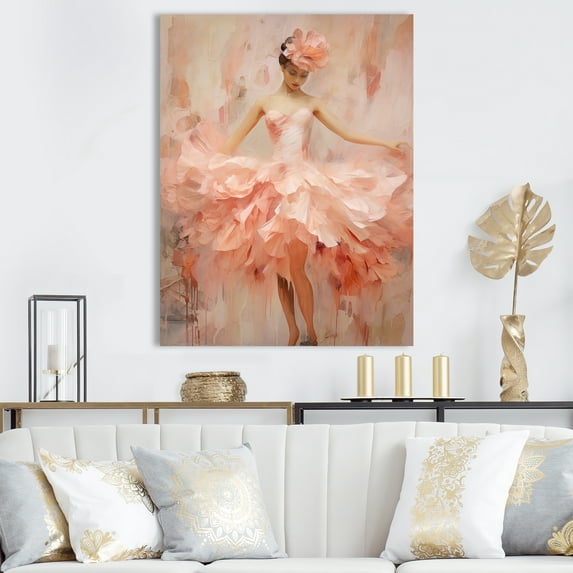 Designart "Graceful Movements Of A Peach Classical Carnation II" Dance Canvas Art Print