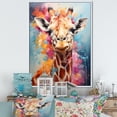 thumbnail image 1 of Designart "Graceful Multicolored Giraffe In Pop Art Style" Animals Giraffe Floater Framed Wall Art Prints, 1 of 5