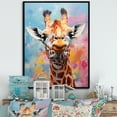 thumbnail image 1 of Designart "Graceful Multicolored Giraffe In Pop Art Style II" Animals Giraffe Floater Framed Canvas Wall Art, 1 of 5