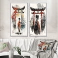 thumbnail image 1 of Designart "Graceful Portrait of an Asian Woman I" Landscape Japon Framed Wall Art Set Of 2 - White Landscapes Gallery Wall Frame Set For Home Decor, 1 of 7