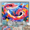 thumbnail image 1 of Designart "Graceful Serpents in Pop Art" Animals Framed Wall Art Decor - Modern Farmhouse Pink Snake Living Room Framed Canvas Art, 1 of 6