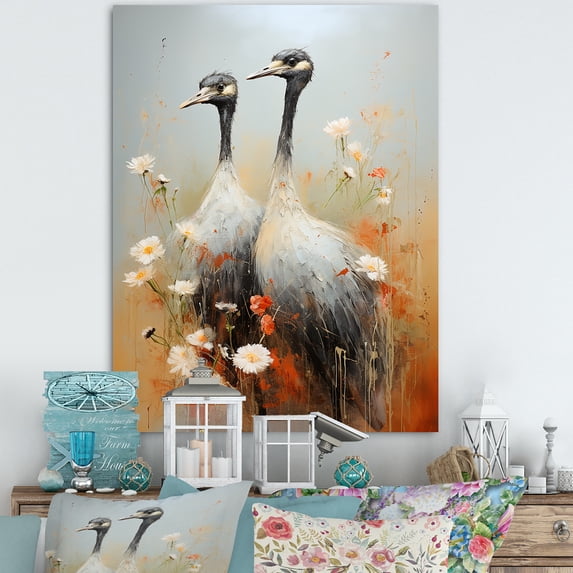 Designart "Graceful Shadows Of An Ostrich Couple" Ostriches Canvas Wall Art