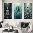 thumbnail image 1 of Designart "Gracious Woman in Mindfulness Meditation III" Meditation Framed Wall Art Set Of 3 - Blue Traditional Frame Gallery Wall Set For Home Decor, 1 of 6