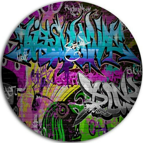 Designart 'Graffiti Wall Urban Art' Disc Abstract Street Art Circle Metal Wall Art