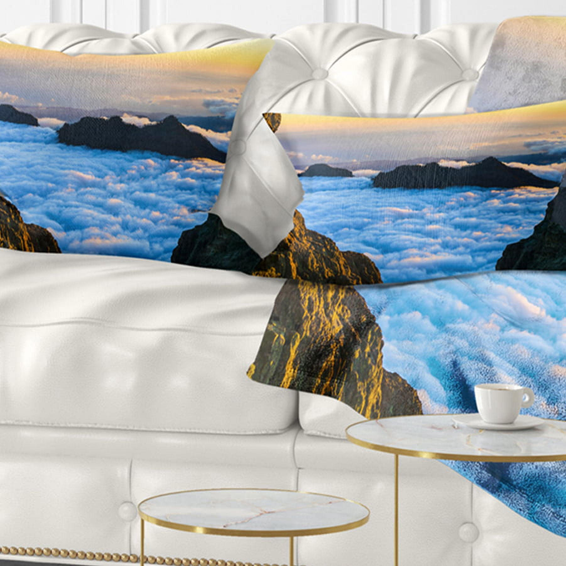 Designart Gran Canaria Sunset over Clouds - Seashore Throw Pillow - 12x20