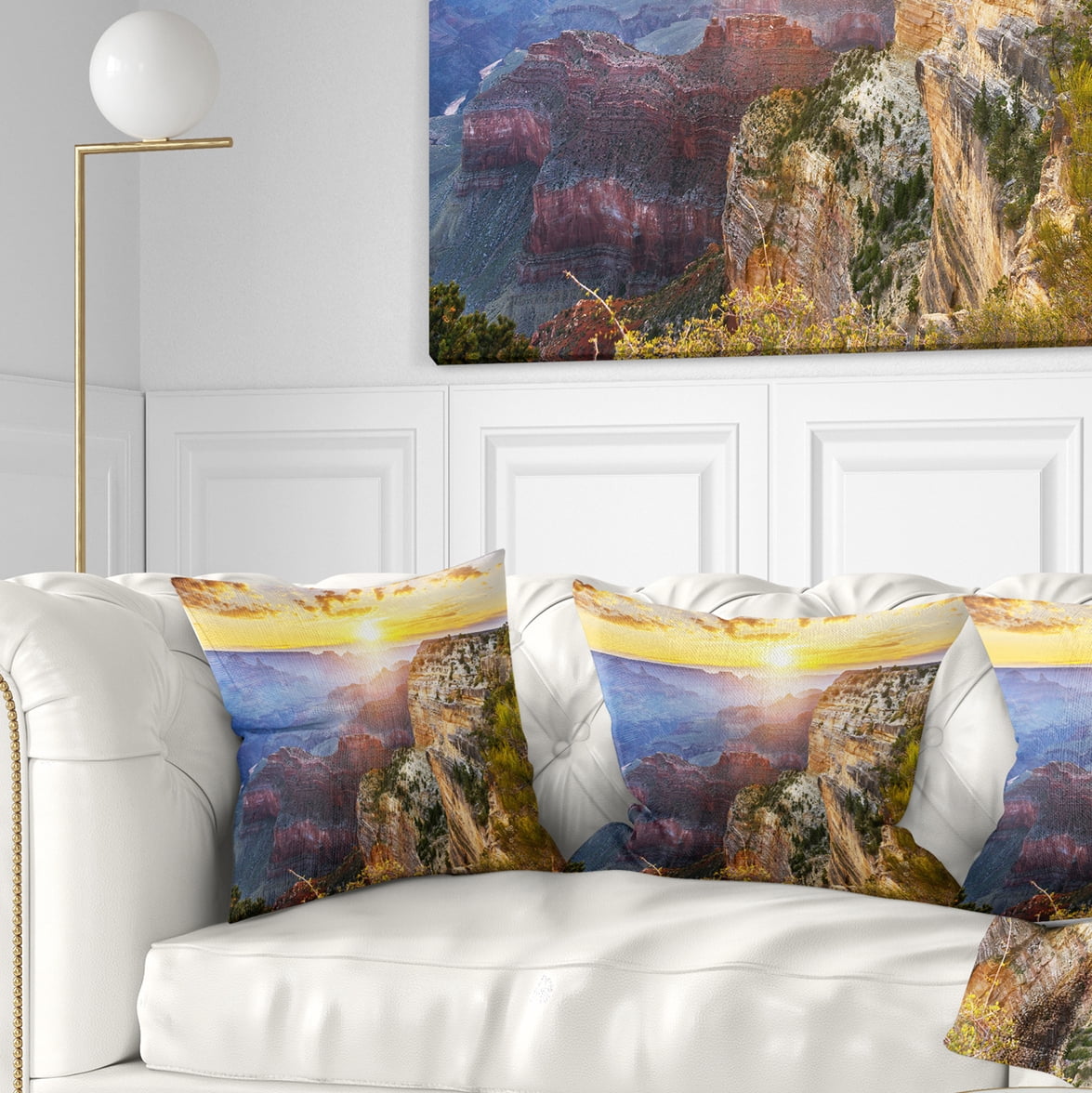 Designart Grand Canyon Landscape - Photography Throw Pillow - 16x16