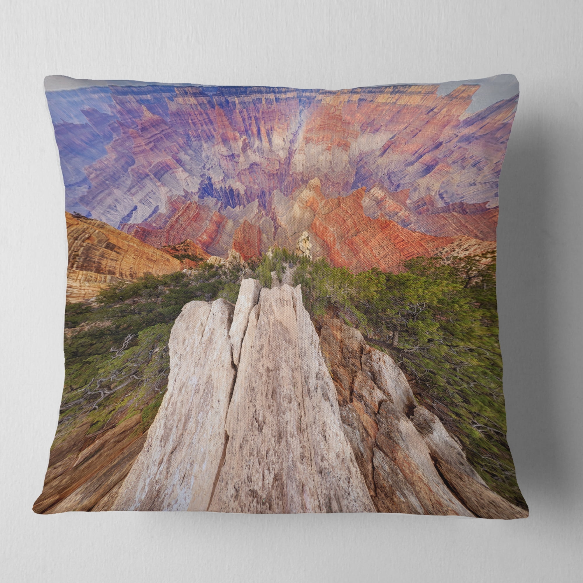 Designart Grand Canyon View from Above - Modern Seascape Throw Pillow - 18x18