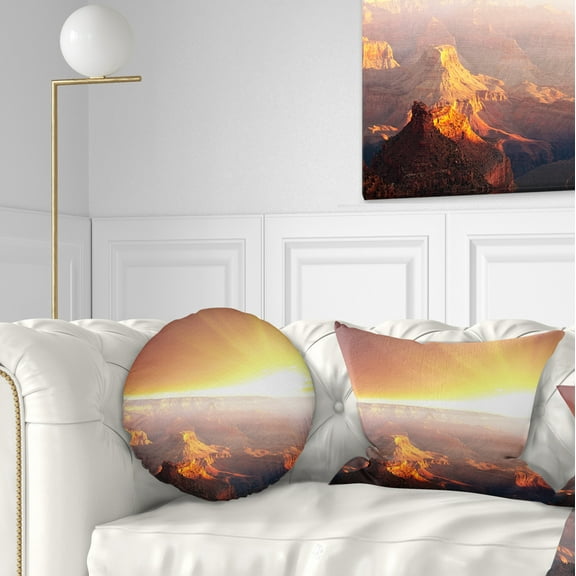 Designart Grand Canyon with Bright Sunset - Landscape Printed Throw Pillow - 12x20