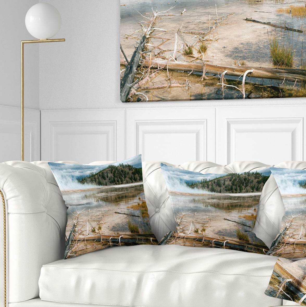 Designart Grand Prismatic Spring - Landscape Photography Throw Pillow - 16x16