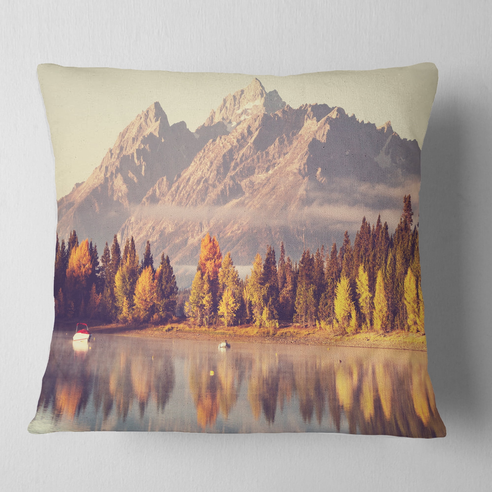Designart Grand Teton National Park - Landscape Printed Throw Pillow - 16x16