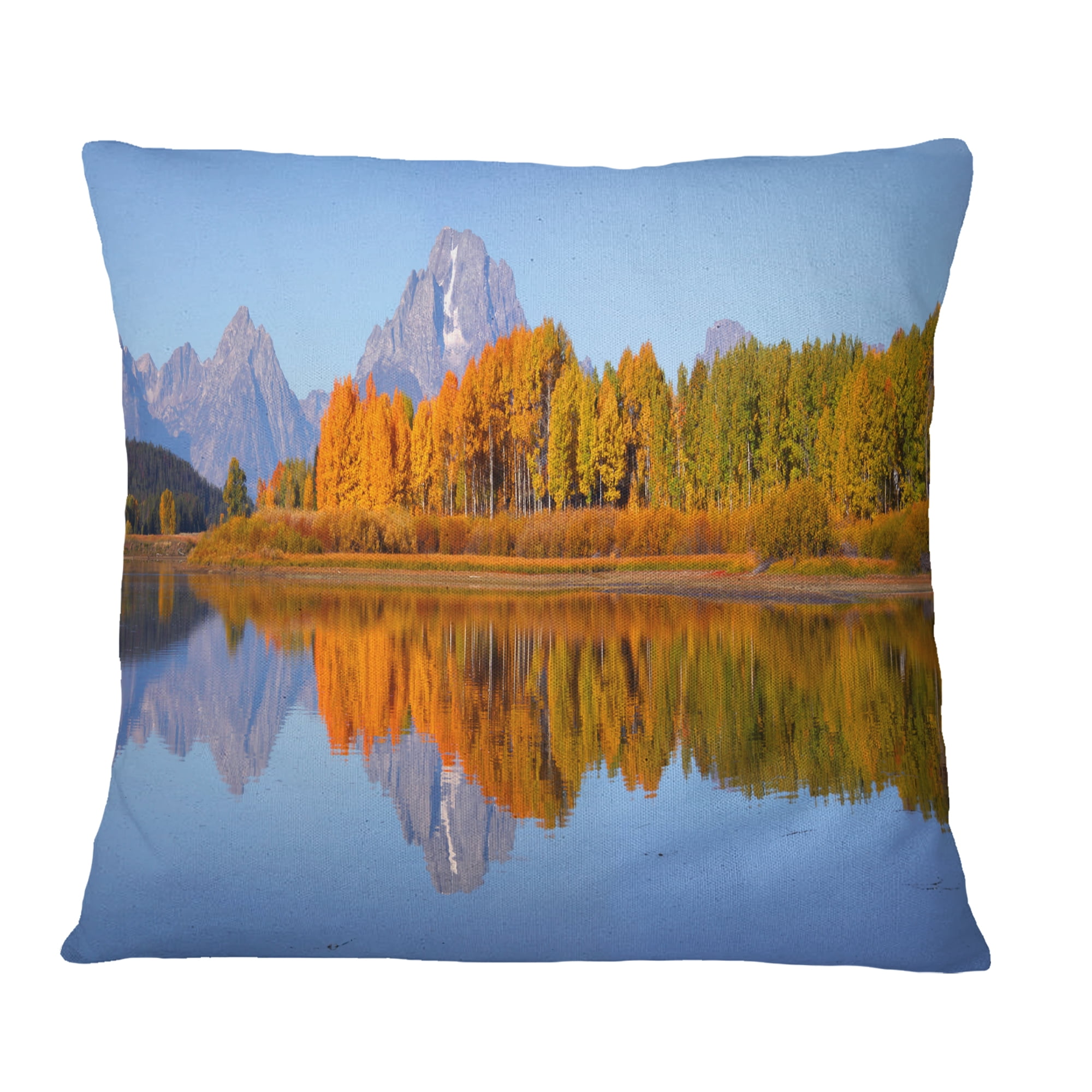 Designart Grand Tetons Panorama - Landscape Printed Throw Pillow - 16x16
