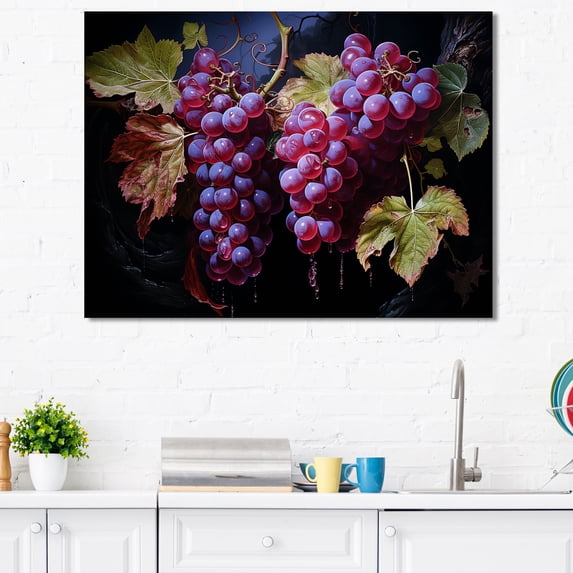 Designart "Grandeur In Grapes I" Fruits Canvas Prints