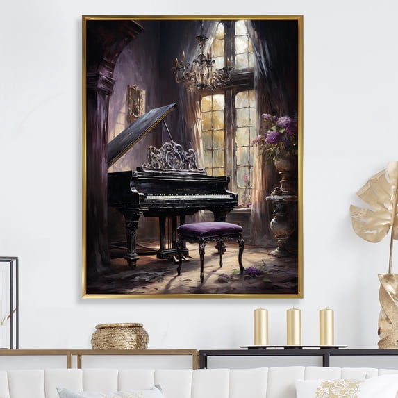 Designart "Grandeur Of The Gothic Piano I" Music Floater Framed Canvas Prints