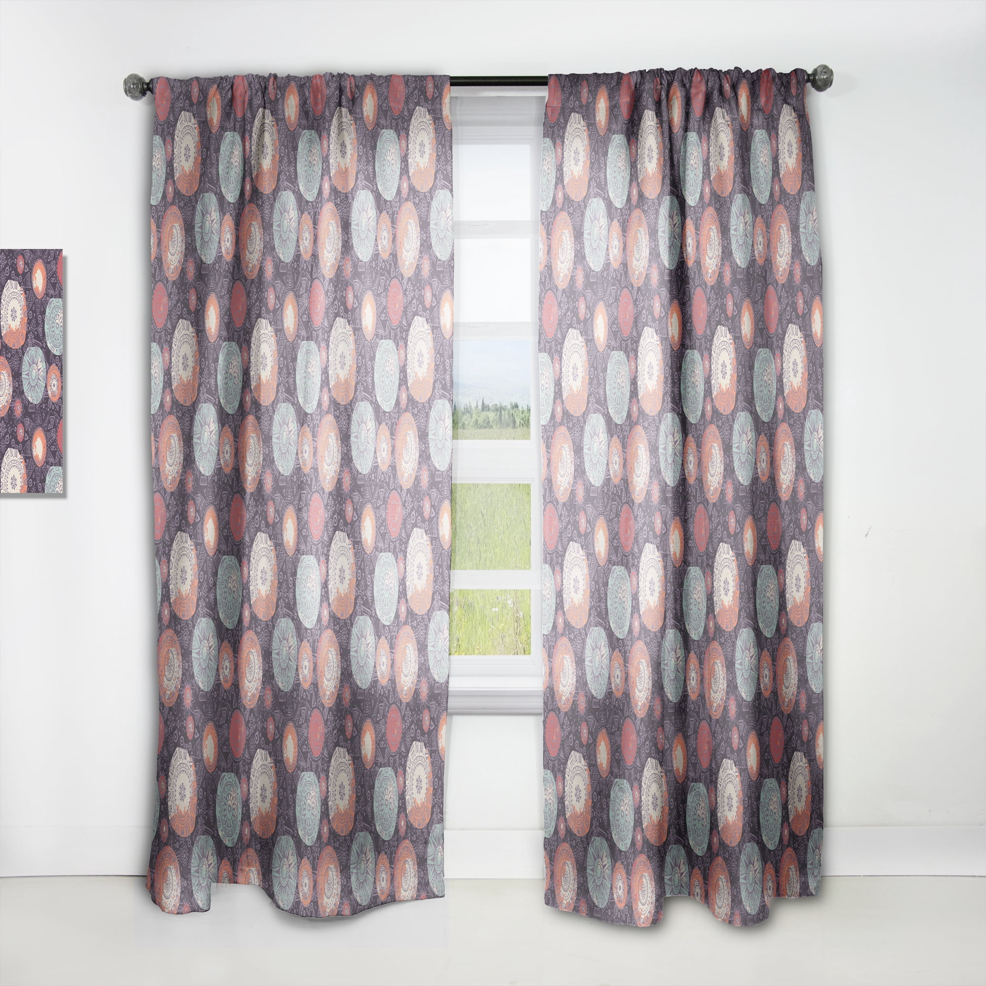 Designart 'Graphic Doodle Suns With Pattern' Modern & Contemporary Curtain Panel