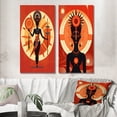 thumbnail image 1 of Designart "Graphic Representation Orisha Oshun, African Goddess with Mirror I" African American Woman Wall Art Set Of 2 - Glam Red Canvas Set For Living Room Decor, 1 of 6