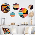 thumbnail image 1 of Designart "Graphic Retro Compositions III" Modern Geometric Metal Wall Art Set of 5 Piece, 1 of 5