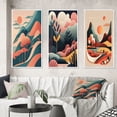 thumbnail image 1 of Designart "Graphic Retro Mountainscape under Full Moon" Abstract Landscape Framed Wall Art Set Of 3 - Pink Abstract Landscapes Frame Gallery Set For Office Decor, 1 of 6