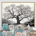 thumbnail image 1 of Designart "Graphite Reverie Monochrome Tree" Floral Floater Framed Wall Art Print, 1 of 7