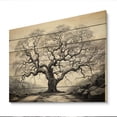 thumbnail image 1 of Designart "Graphite Reverie Monochrome Tree" Floral Print on Natural Pine Wood, 1 of 5