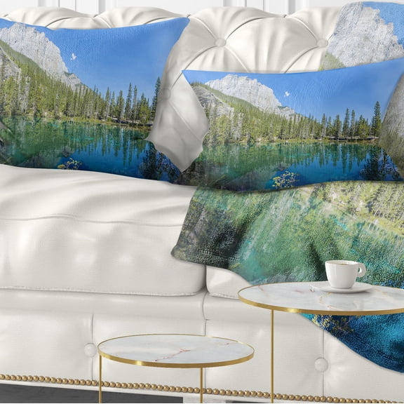 Designart Grassi Lake Canmore Alberta Canada - Landscape Printed Throw Pillow - 12x20