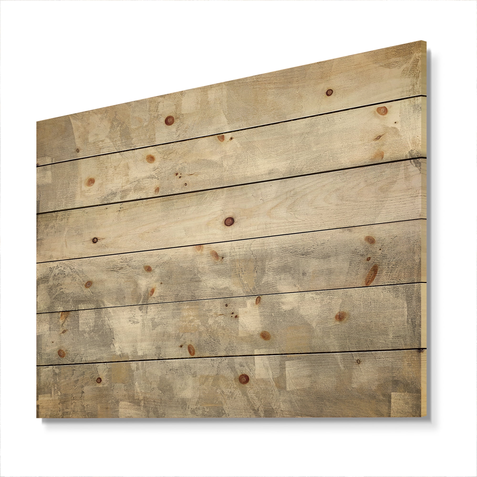 Designart 'Gray Abstract Watercolor' Contemporary Print on Natural Pine Wood