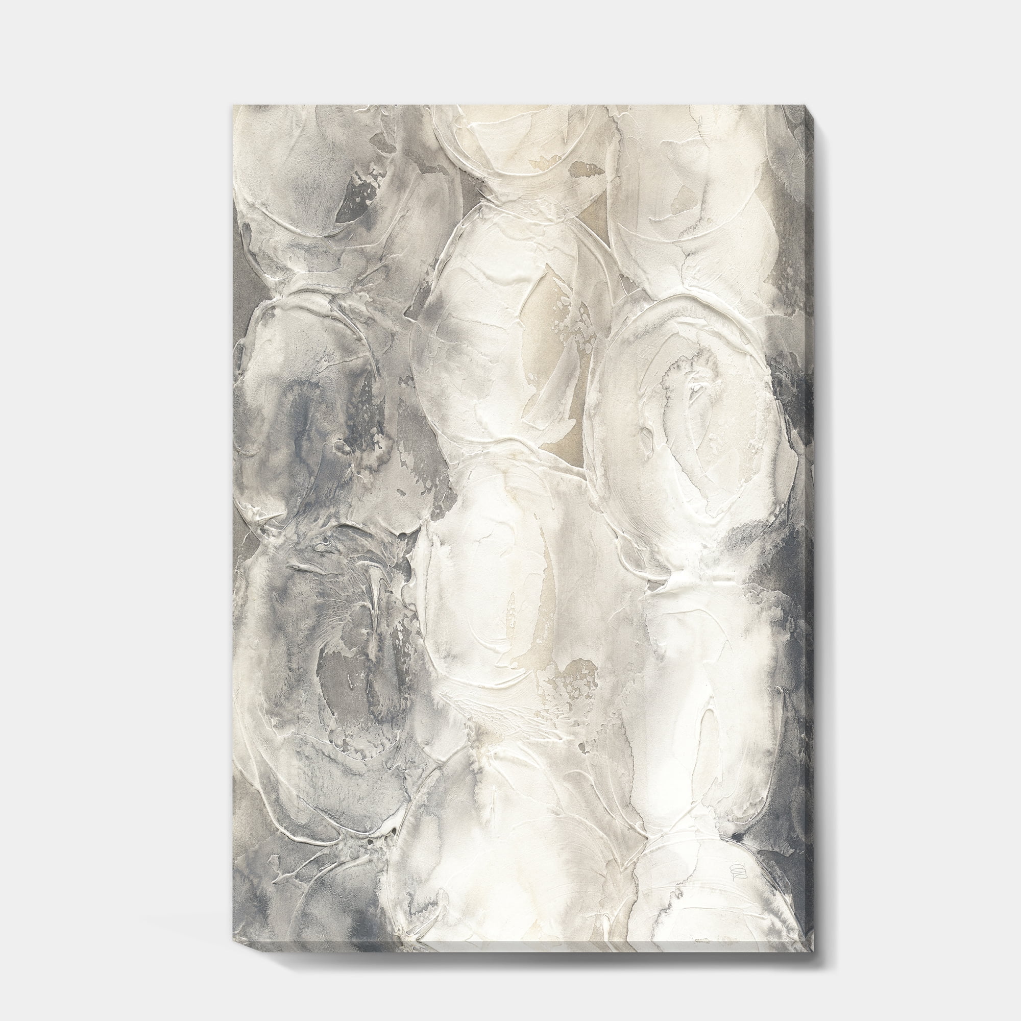 Designart 'Gray Circles I' Modern & Contemporary Premium Canvas Wall Art
