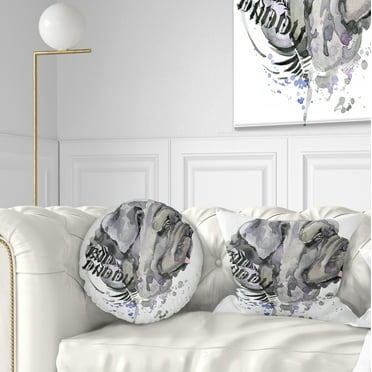 Designart Gray Dog Watercolor - Animal Throw Pillow - 12x20