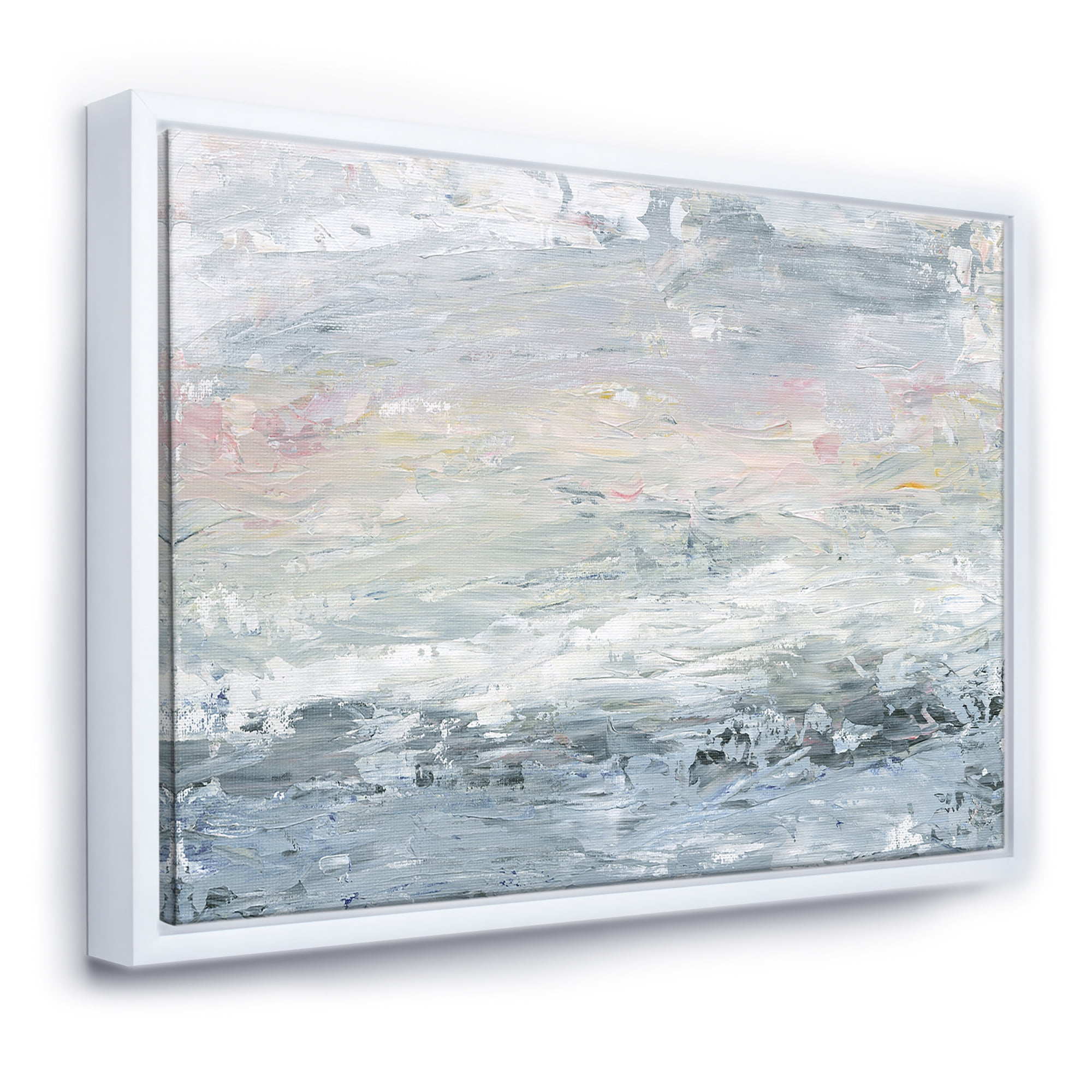 Designart ' Gray Handpainted Abstract Watercolor II ' Contemporary Framed Canvas