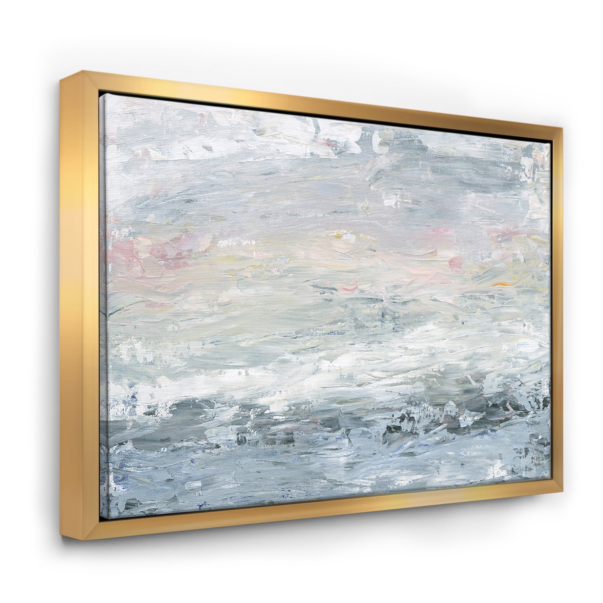 Designart ' Gray Handpainted Abstract Watercolor II ' Contemporary Framed Canvas
