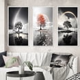 thumbnail image 1 of Designart "Grayscale Arc Rainbow Over the Tree III" Floral Framed Wall Art Set Of 3 - Grey Rainbow Frame Canvas Set For Living Room Decor, 1 of 7