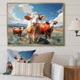 thumbnail image 1 of Designart "Grazers Geometric Cattle Pastoral art painting II" Animals Floater Framed Canvas Wall Art, 1 of 7