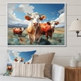 thumbnail image 1 of Designart "Grazers Geometric Cattle Pastoral art painting II" Animals Floater Framed Canvas Wall Art, 1 of 7