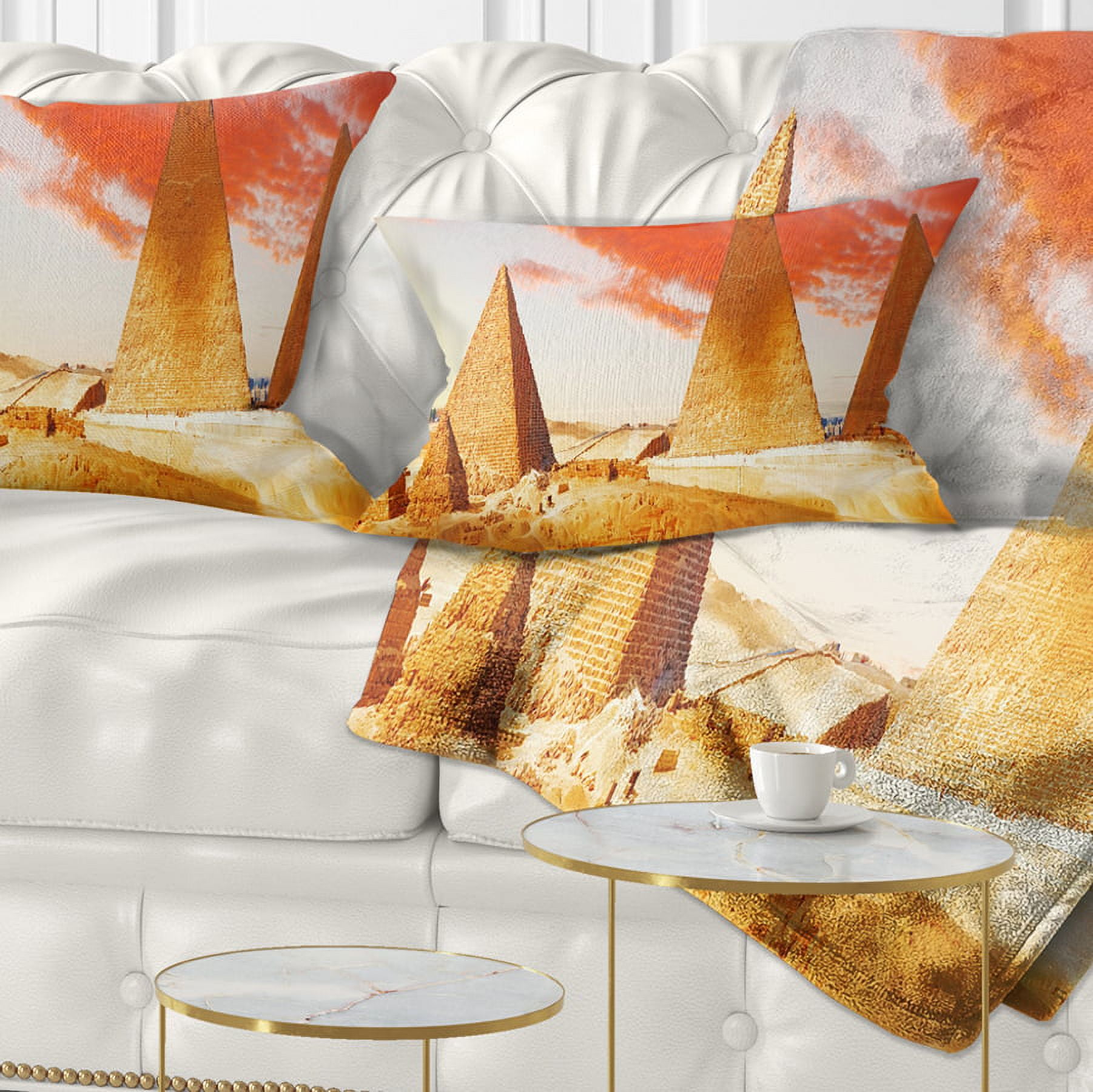 Designart Great Pyramids at Giza - Landscape Printed Throw Pillow - 12x20