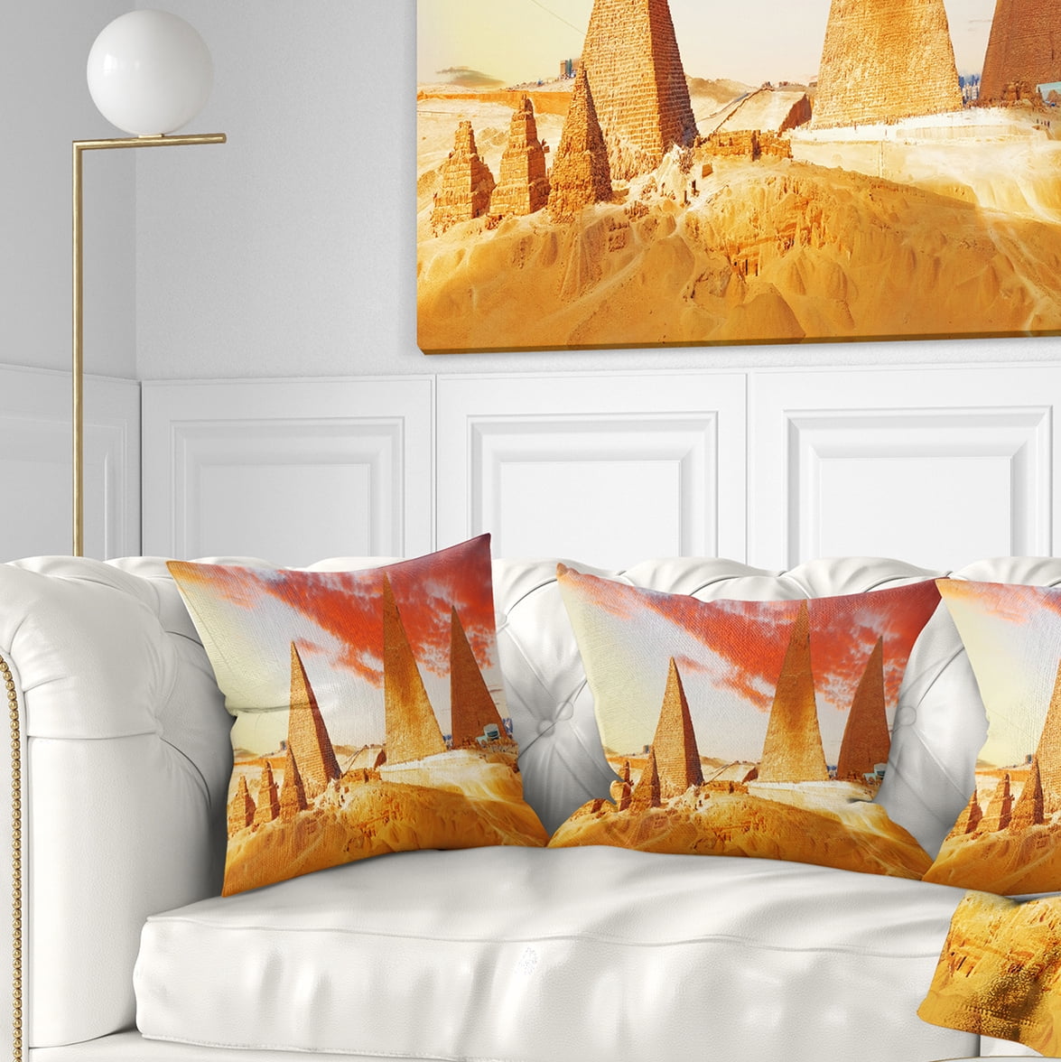 Designart Great Pyramids at Giza - Landscape Printed Throw Pillow - 18x18