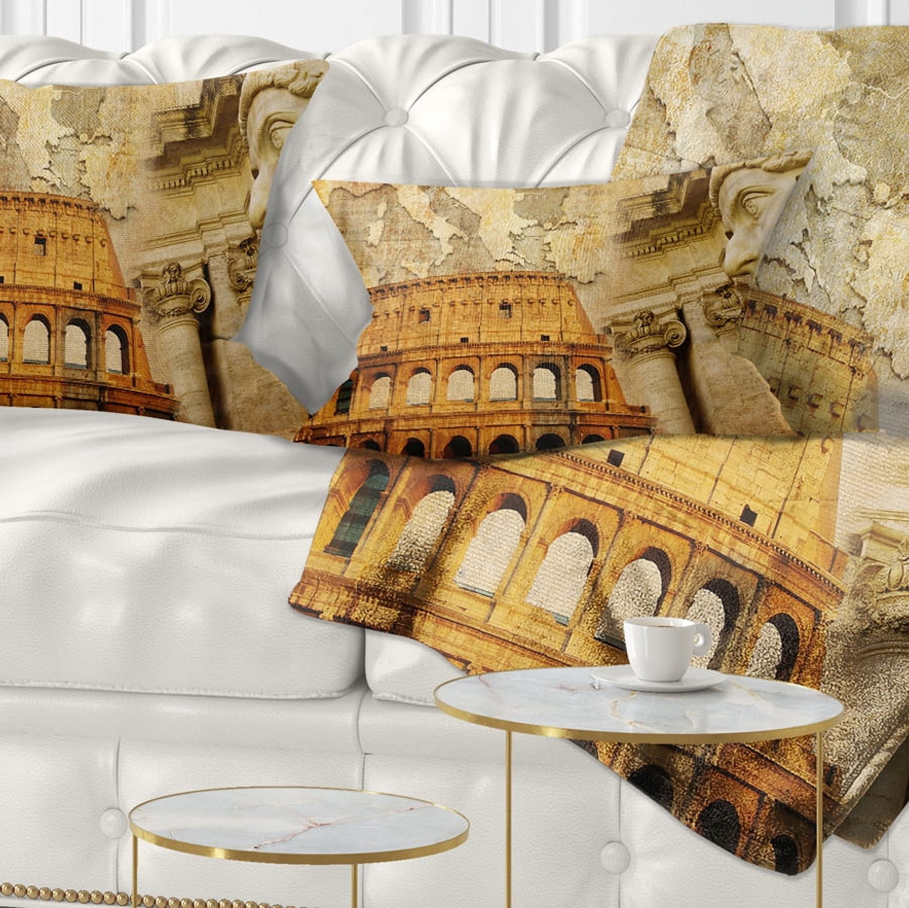 Designart Great Roman Empire - Digital Art Collage Throw Pillow - 12x20